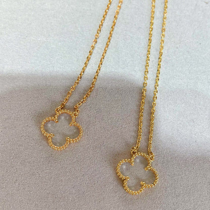 [Regalia jewelry]CLOVER ROCK CRYSTAL ROSE GOLD NECKLACE