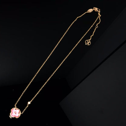 [Regalia jewelry]COLOR BLOSSOM PINK MOP SUN GOLD NECKLACE