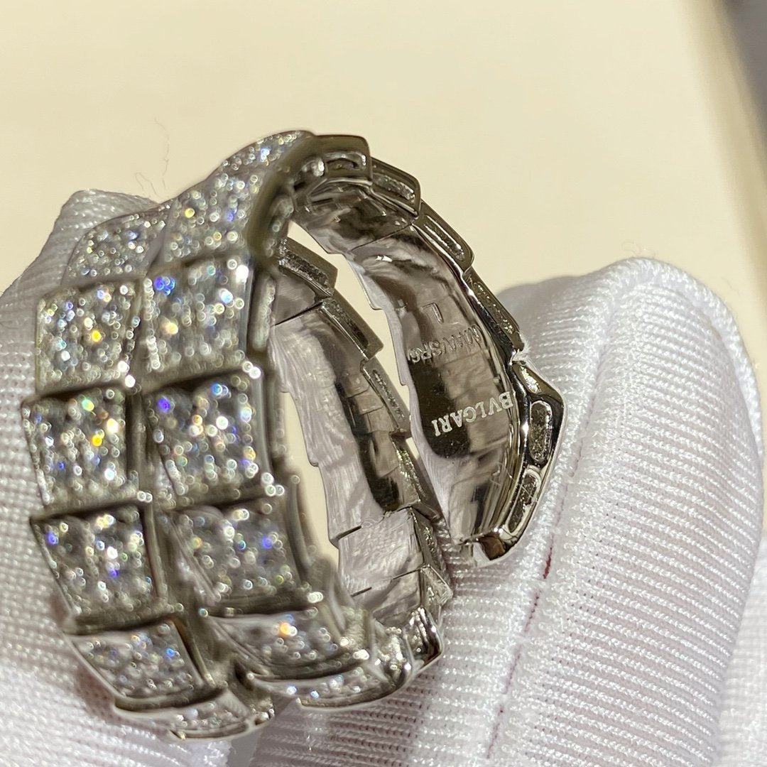 [Regalia jewelry]SERPENTI DOUBLE RING SILVER DIAMOND PAVED