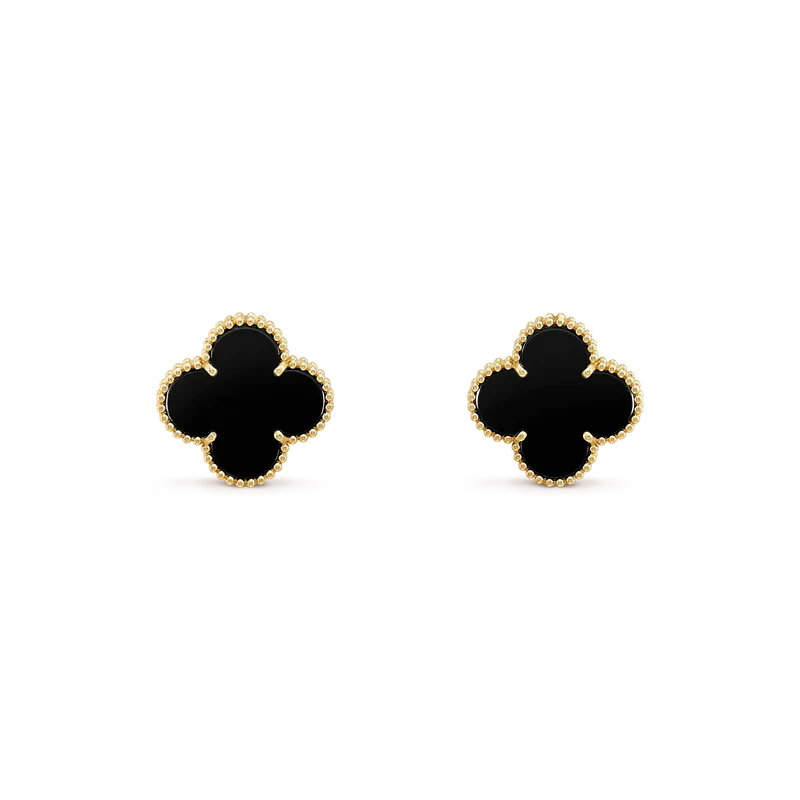 [Regalia jewelry]CLOVER MEDIUM 1 MOTIFS  ONYX STUD EARRINGS