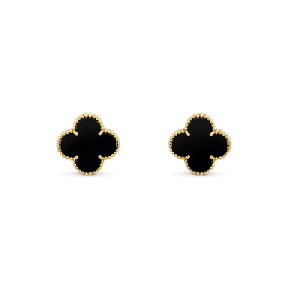 [Regalia jewelry]CLOVER MEDIUM 1 MOTIFS  ONYX STUD EARRINGS