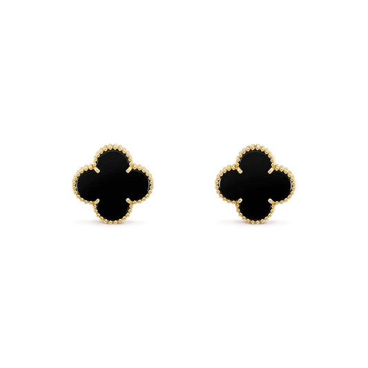 [Regalia jewelry]CLOVER MEDIUM 1 MOTIFS  ONYX STUD EARRINGS