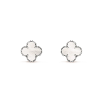 [Regalia jewelry]CLOVER MEDIUM 1 MOTIFS  WHITE MOP EARRINGS SILVER