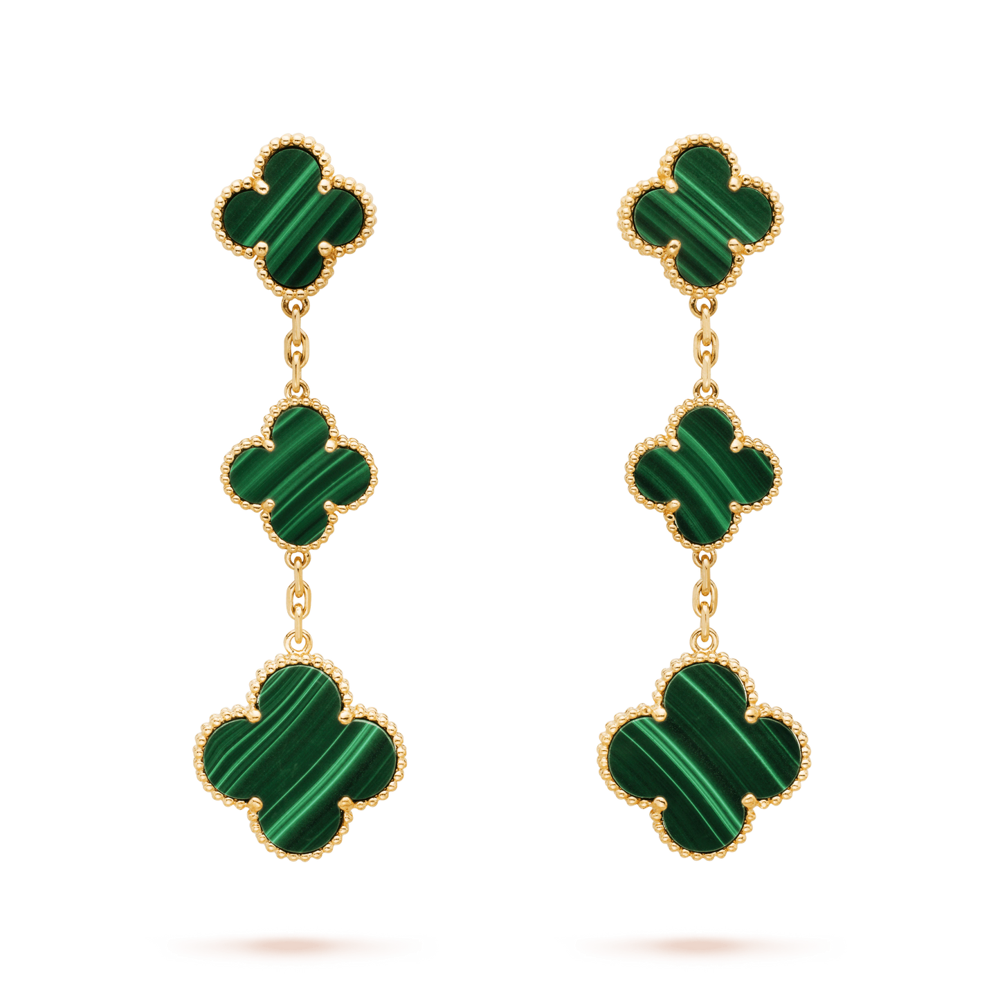 [Regalia jewelry]CLOVER MALACHITE 3 MOTIFS GOLD