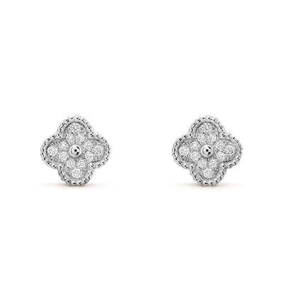 [Regalia jewelry]CLOVER MINI DIAMOND STUD EARRINGS