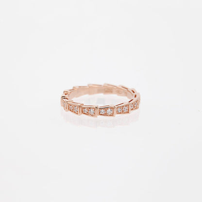 [Regalia jewelry]SERPENTI RING PINK GOLD DIAMOND PAVED 3MM