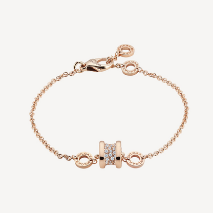 [Regalia jewelry]ZERO 1 SOFT PINK GOLD WITH PAVED DIAMONDS ON THE SPIRAL BRACELET
