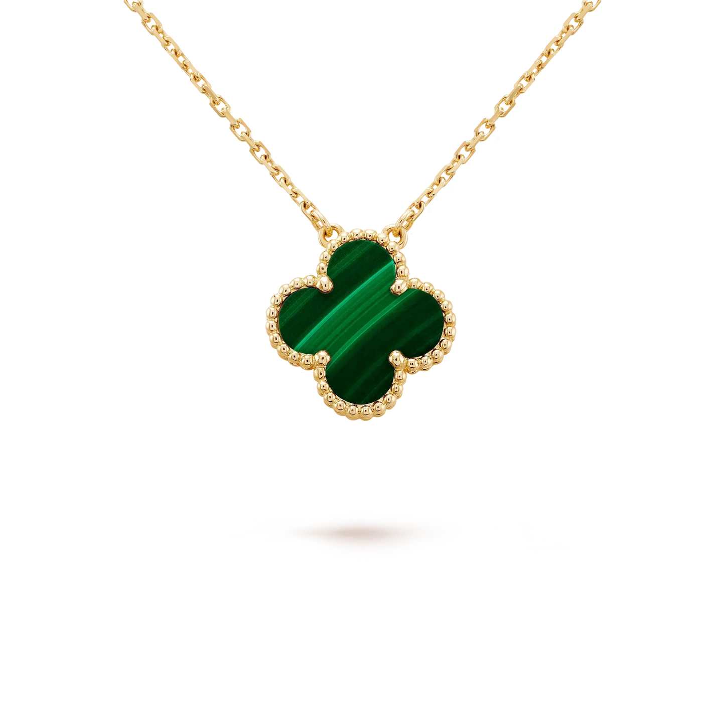 [Regalia jewelry]CLOVER 15MM MALACHITE SINGLE FLOWER  NECKLACE