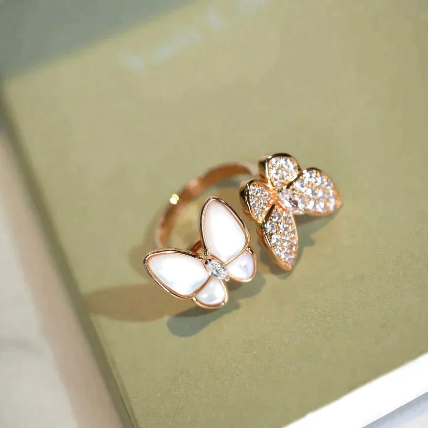 [Regalia jewelry]TWIN BUTTERFLY DIAMOND MOP RING