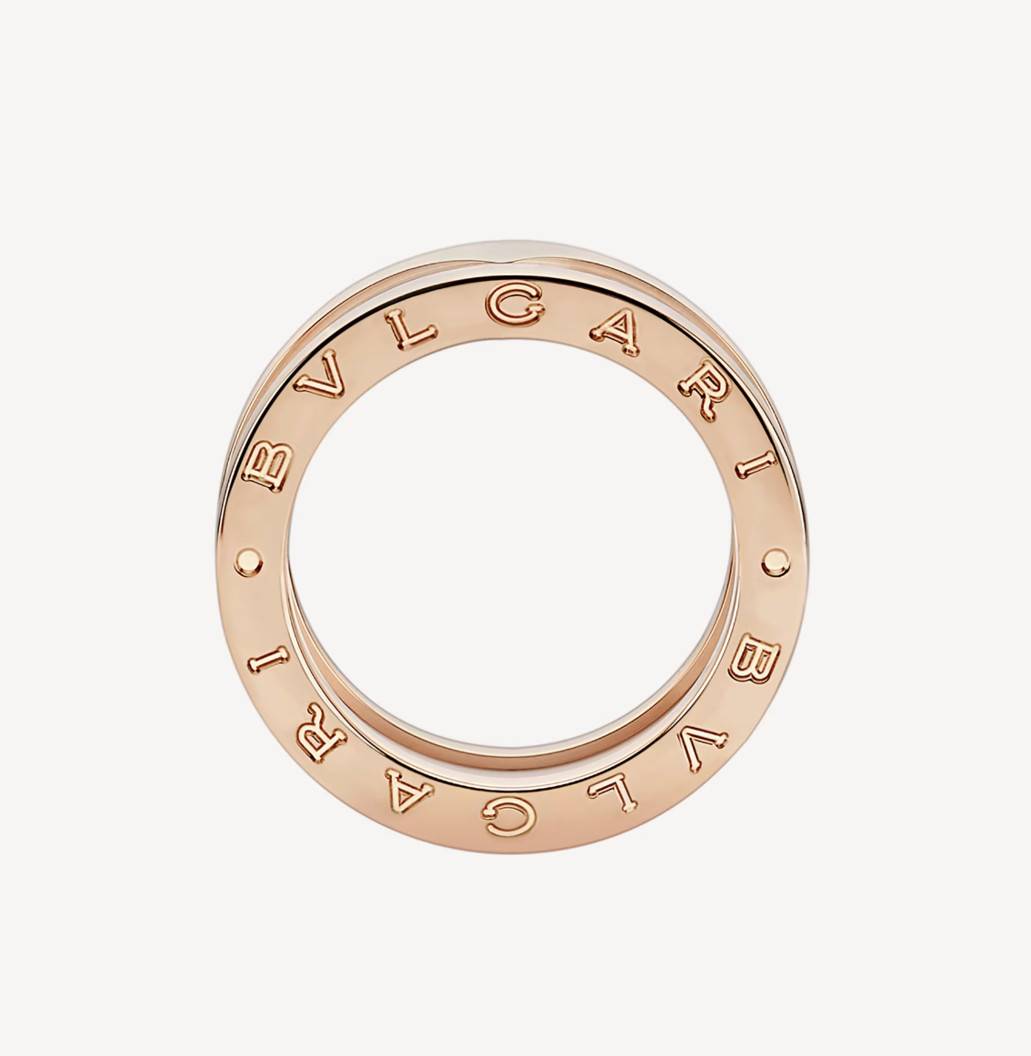 [Regalia jewelry]ZERO 1 TWO-BAND LOOPS AND WHITE CERAMIC SPIRAL PINK GOLD RING
