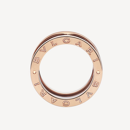 [Regalia jewelry]ZERO 1 FOUR-BAND LOOPS AND BLACK CERAMIC SPIRAL PINK GOLD RING