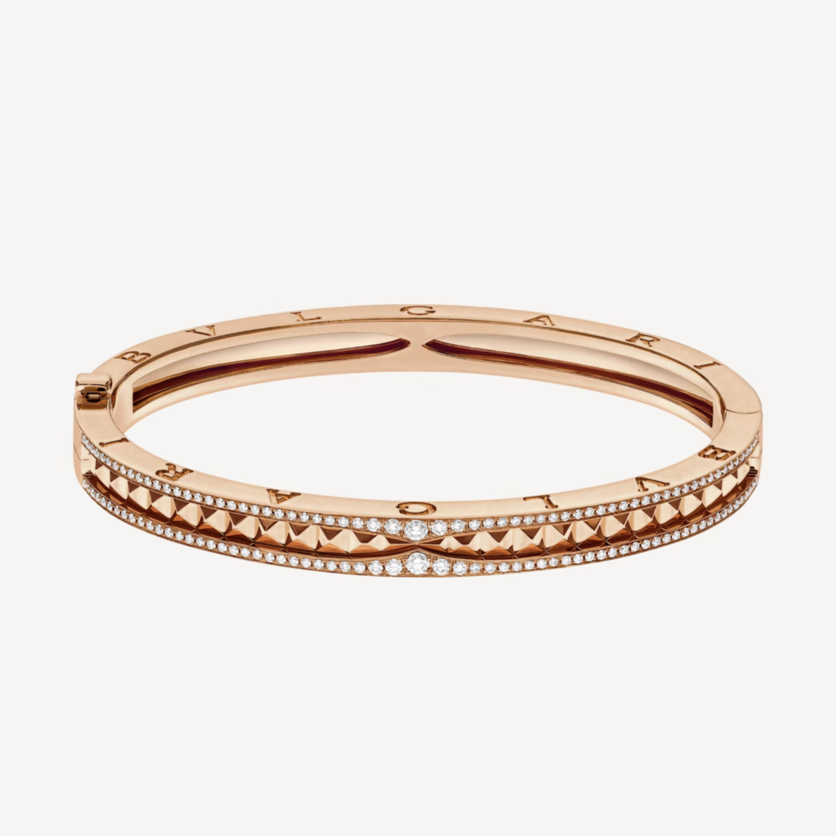 [Regalia jewelry]ZERO 1 SPIRAL AND PAVED DIAMOND PINK GOLD BRACELET