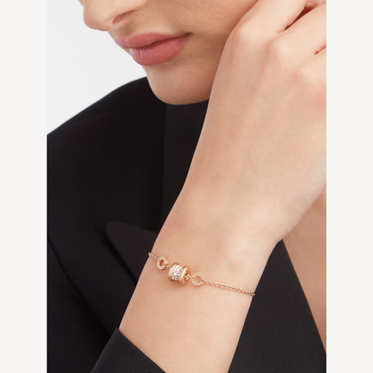 [Regalia jewelry]ZERO 1 SOFT PINK GOLD WITH PAVED DIAMONDS ON THE SPIRAL BRACELET