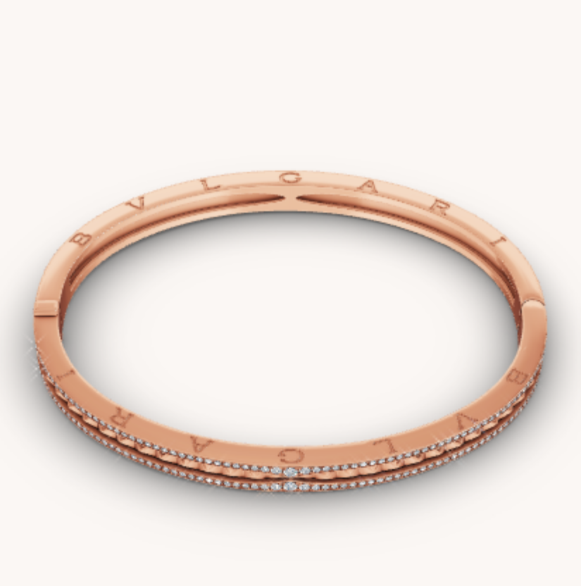 [Regalia jewelry]ZERO 1 SPIRAL AND PAVED DIAMOND PINK GOLD BRACELET