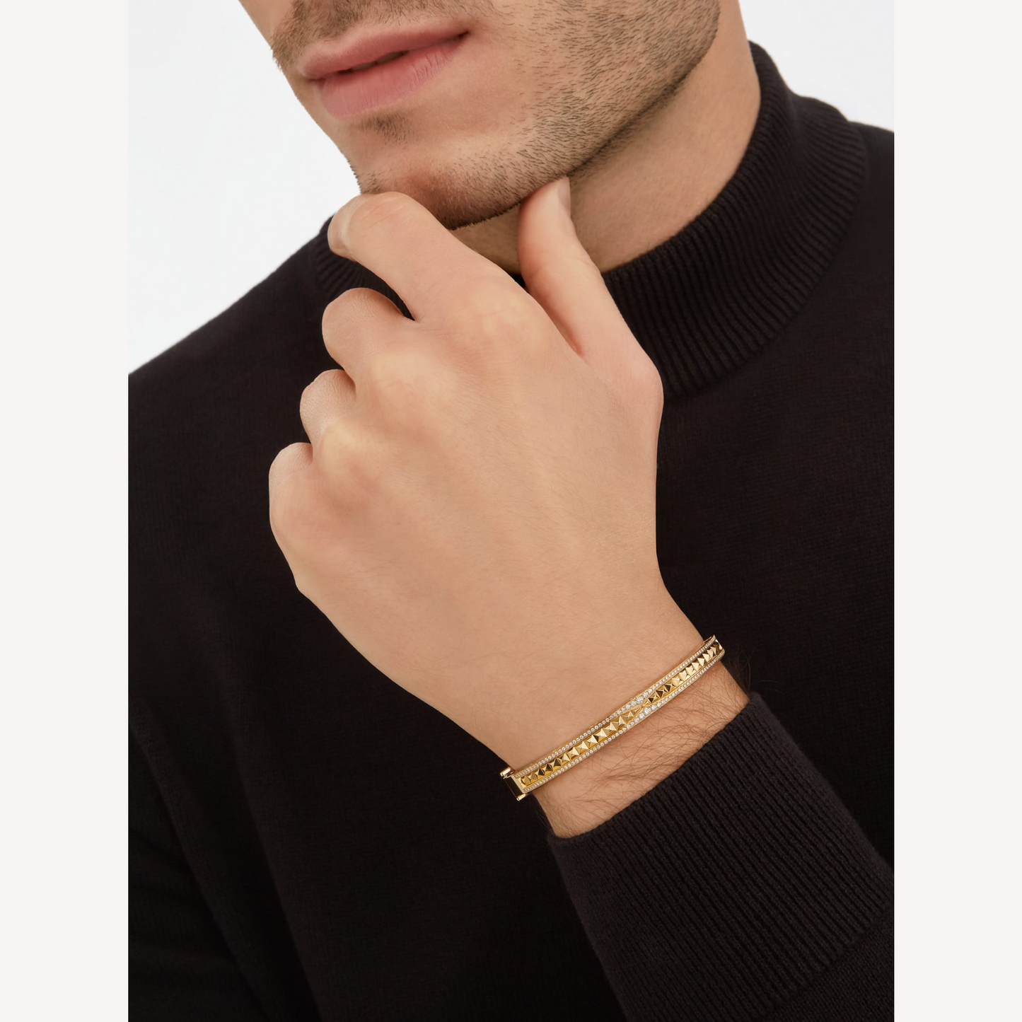 [Regalia jewelry]ZERO 1 SPIRAL AND PAVED DIAMOND GOLD BRACELET