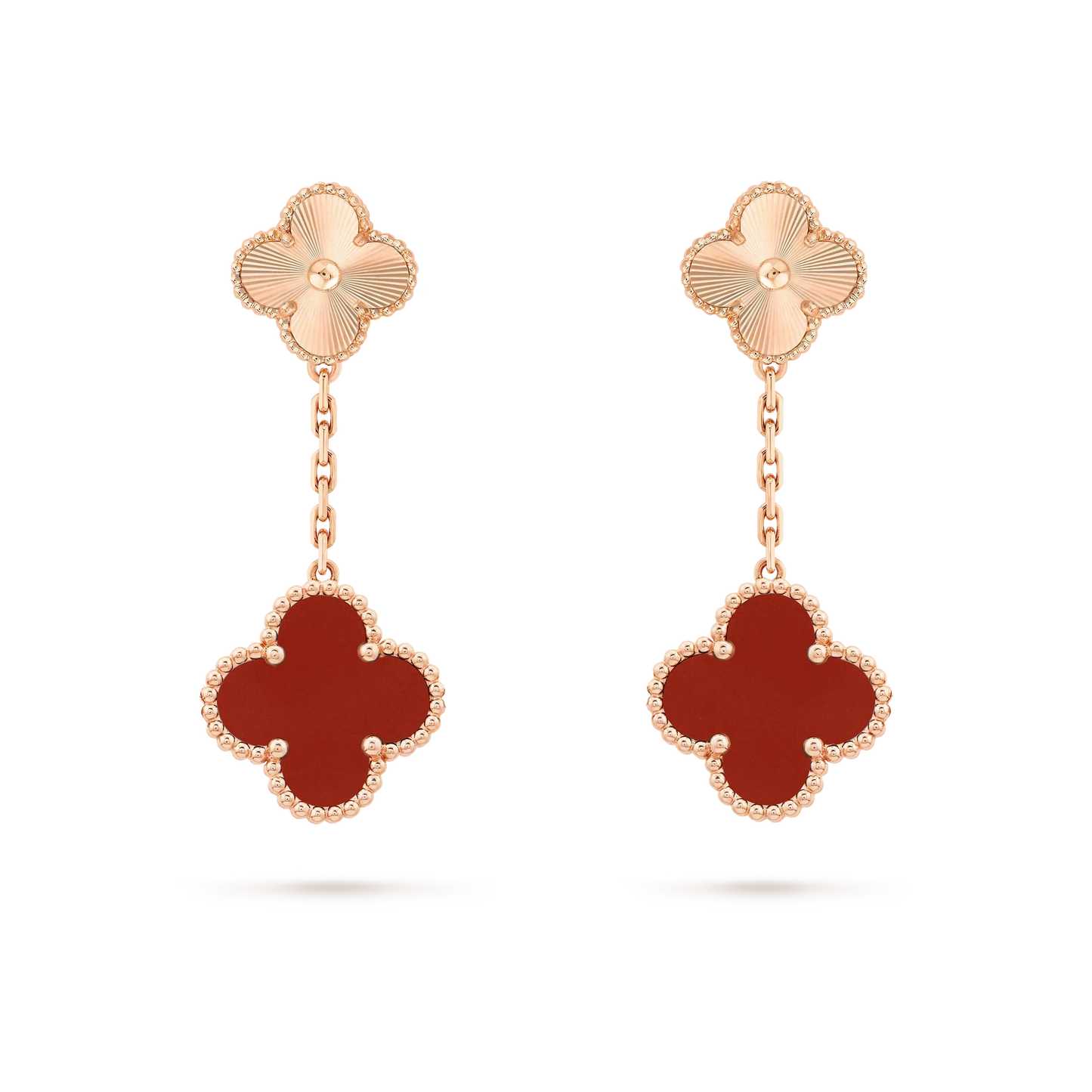[Regalia jewelry]CLOVER 2 MOTIF  LASER CARNELIAN EARRINGS