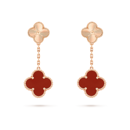 [Regalia jewelry]CLOVER 2 MOTIF  LASER CARNELIAN EARRINGS
