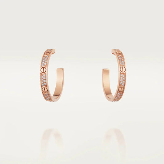 [Regalia jewelry]LOVE DIAMOND PINK GOLD HOOP EARRINGS