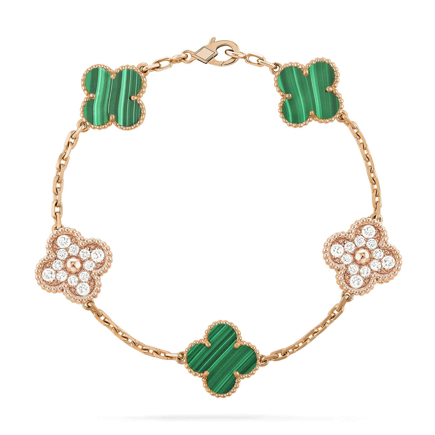 [Regalia jewelry]CLOVER  5 MOTIF MALACHITE DIAMOND BRACELET
