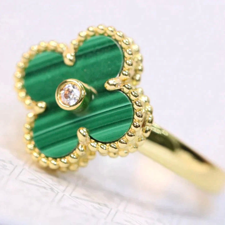 [Regalia jewelry]CLOVER MALACHITE RING GOLD DIAMOND