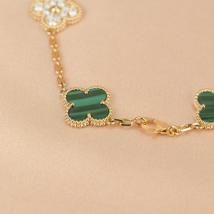 [Regalia jewelry]CLOVER  5 MOTIF MALACHITE DIAMOND BRACELET