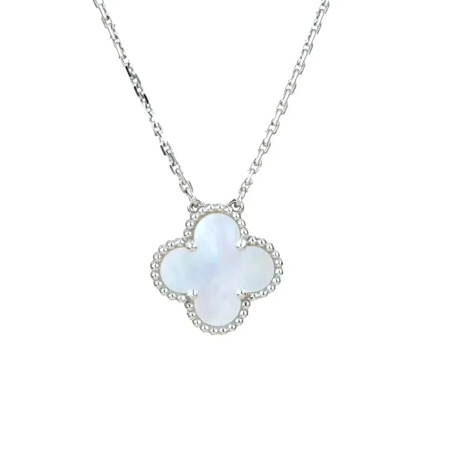 [Regalia jewelry]CLOVER  15MM WHITE MOTHER-OF-PEARL SILVER