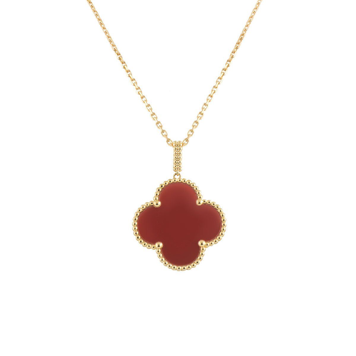 [Regalia jewelry]CLOVER 25MM NECKLACE GOLD CARNELIAN
