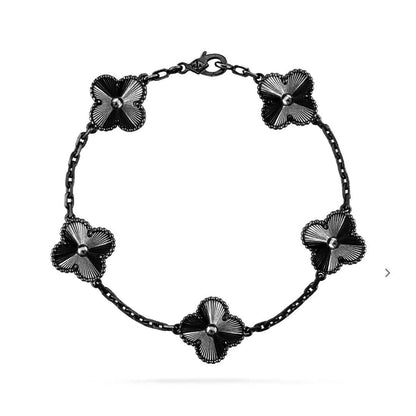[Regalia jewelry]CLOVER 5 MOTIF BLACK BRACELET