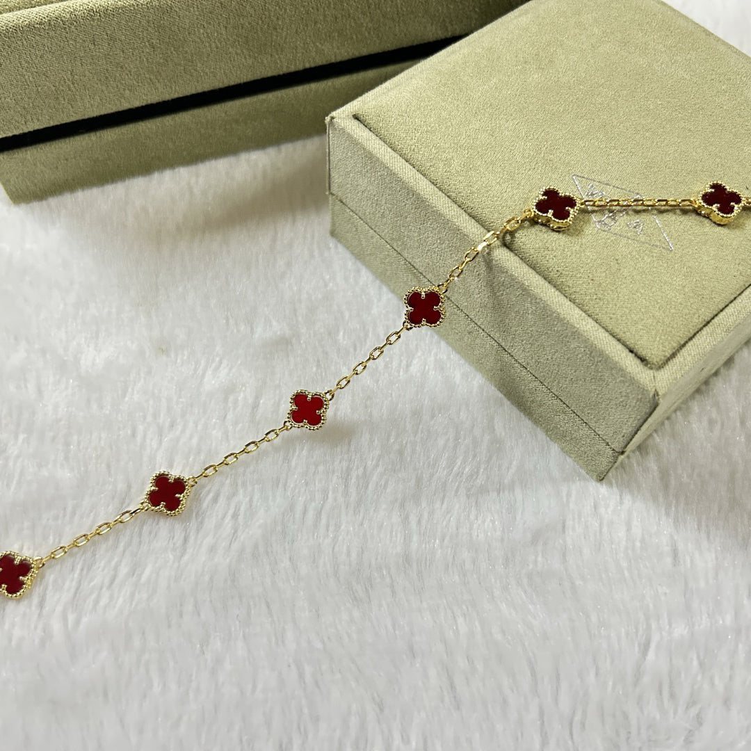 [Regalia jewelry]CLOVER 6 MOTIF RED AGATE BRACELET