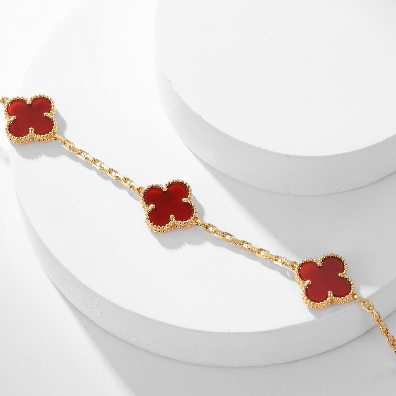 [Regalia jewelry]CLOVERS THE  10-MOTIFS CARNELIAN NECKLACE
