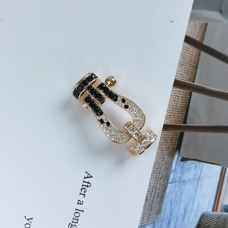 [Regalia jewelry]FORCE LARGE HORSESHOE BLACK WHITE DIAMOND BRACELET SILVER