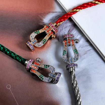 [Regalia jewelry]FORC LARGE HORSESHOE  COLORED DIAMOND BRACELET SILVER