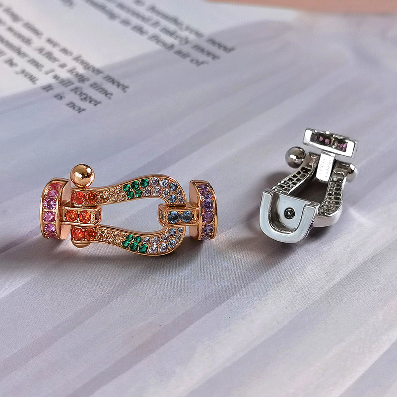 [Regalia jewelry]FORC LARGE HORSESHOE  COLORED DIAMOND BRACELET SILVER