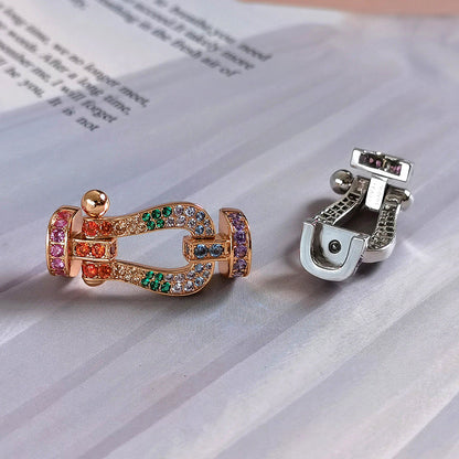 [Regalia jewelry]FORC LARGE HORSESHOE  COLORED DIAMOND BRACELET SILVER