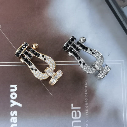 [Regalia jewelry]FORCE LARGE HORSESHOE BLACK WHITE DIAMOND BRACELET ROSE GOLD