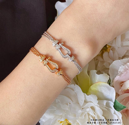 [Regalia jewelry]FORCE SMALL HORSESHOE  DIAMOND CHAIN ROPE BRACELET