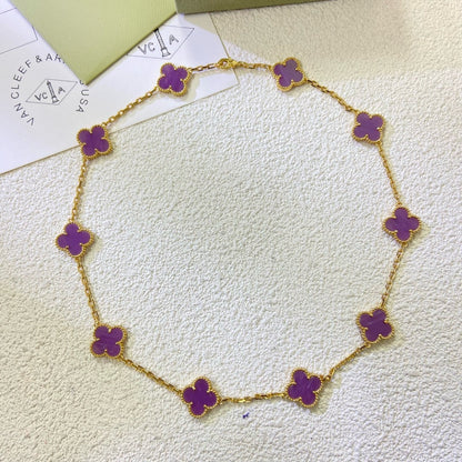 [Regalia jewelry]CLOVER 10 MOTIFS  PURPLE VIOLET  NECKLACE