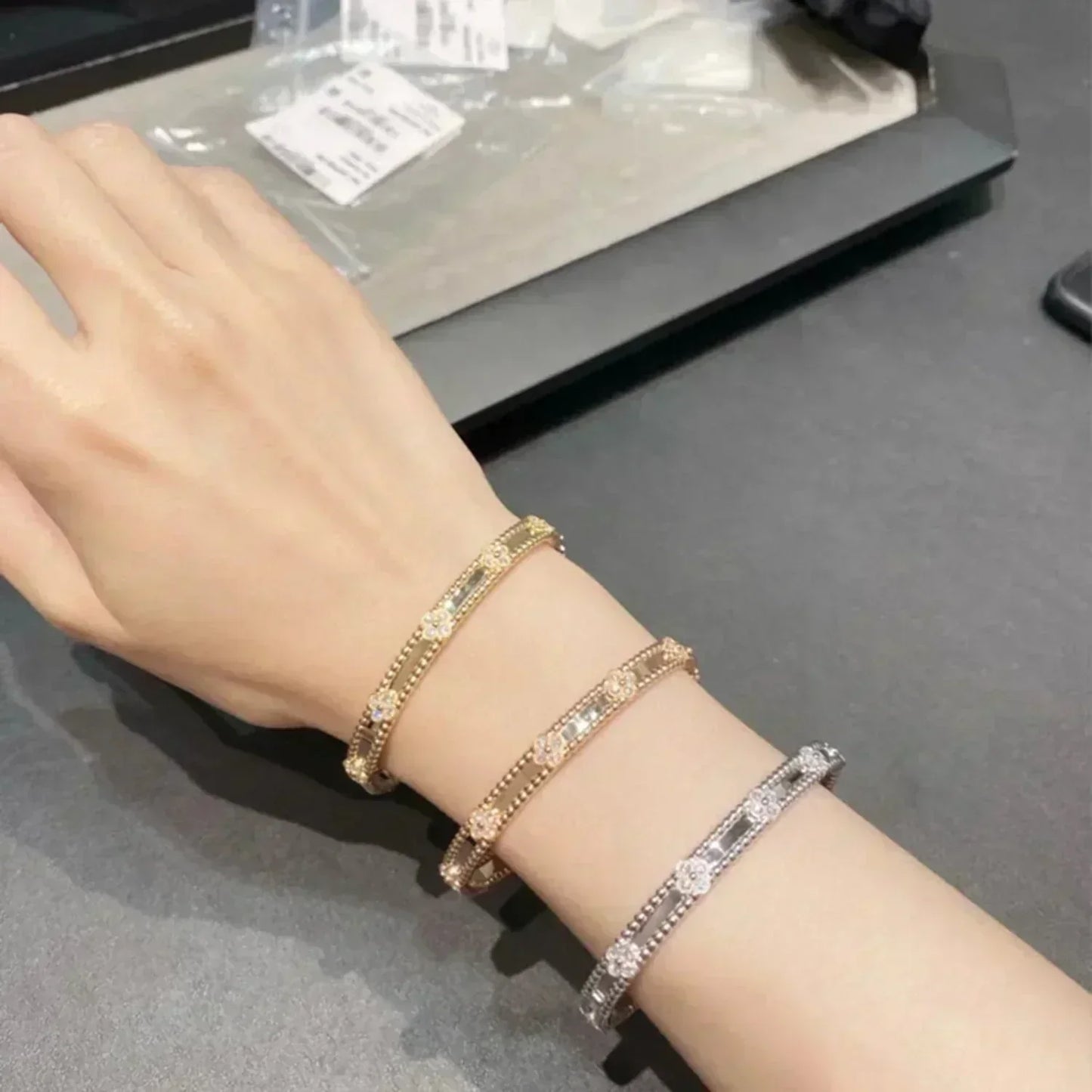 [Regalia jewelry]CLOVER BRACELET 4MM DIAMONDS