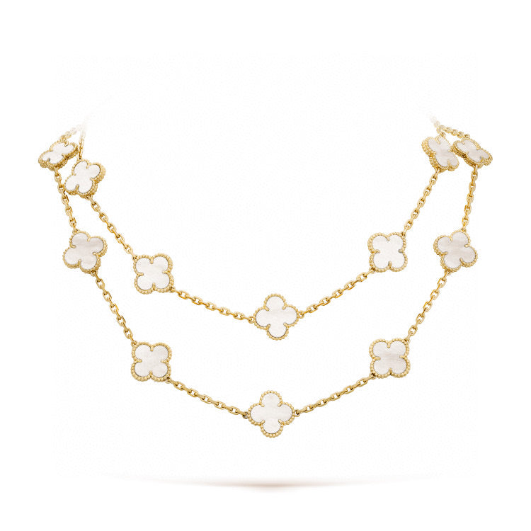 [Regalia jewelry]CLOVER 20 MOTIFS WHITE MOP NECKLACE