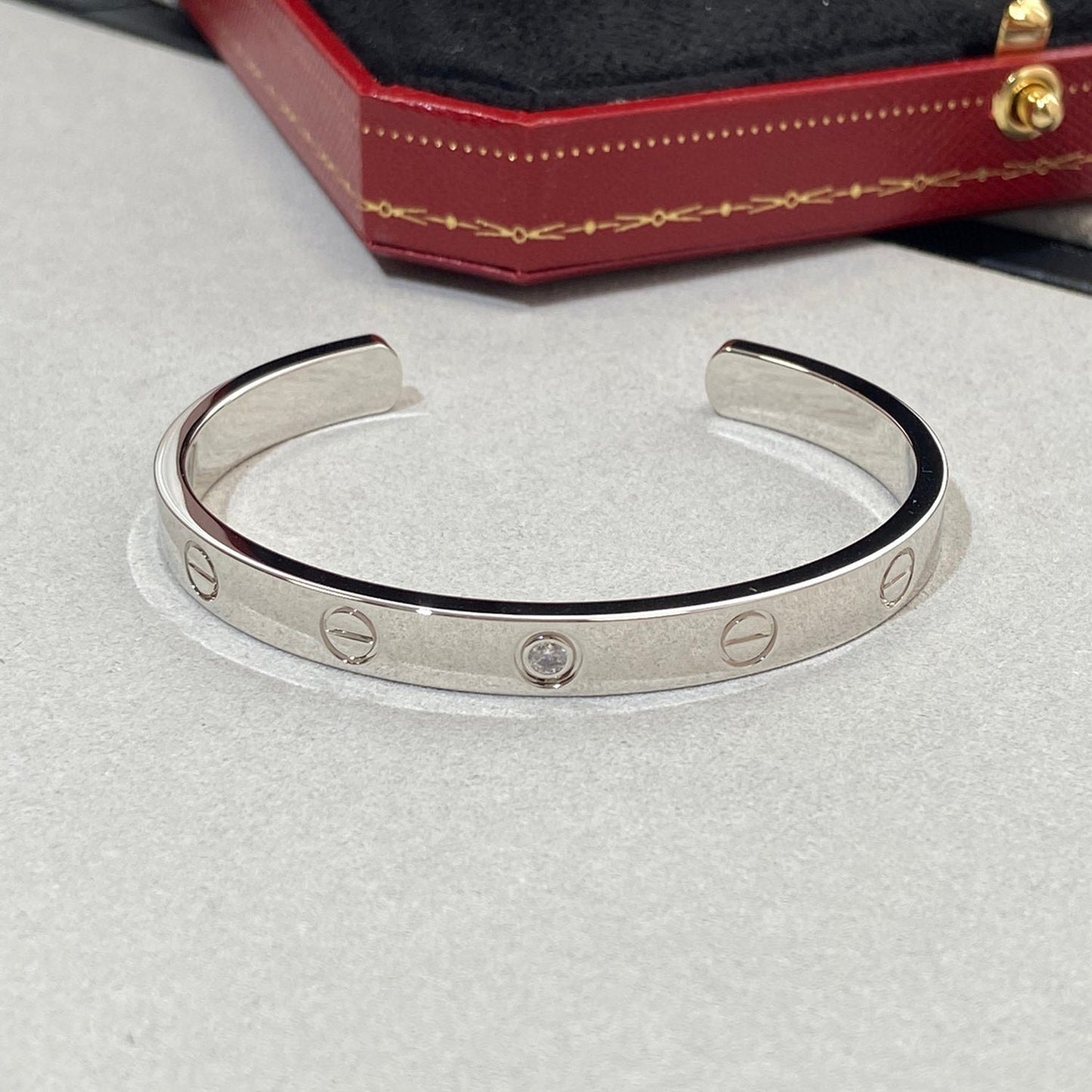 [Regalia jewelry]LOVE BRACELET 6.1MM 1 DIAMOND OPEN CUFF