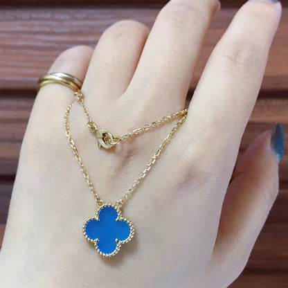 [Regalia jewelry]CLOVER 15MM BLUE AGATE NECKLACE