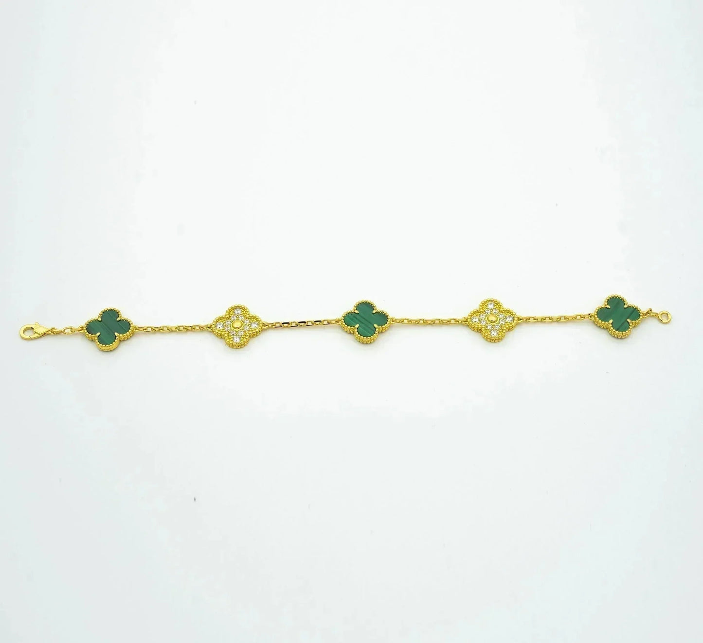 [Regalia jewelry]CLOVER  5 MOTIF MALACHITE DIAMOND BRACELET