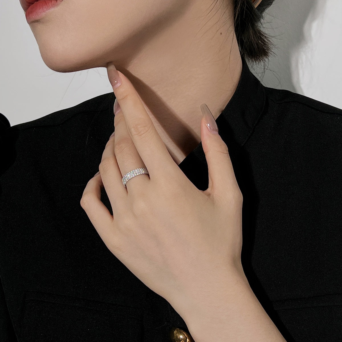 [Regalia jewelry]Dainty Round Cut Tennis Ring