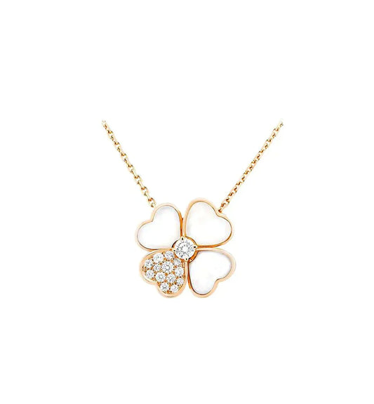 [Regalia jewelry]CLOVER MOP DIAMOND ROSE GOLD NECKLACE