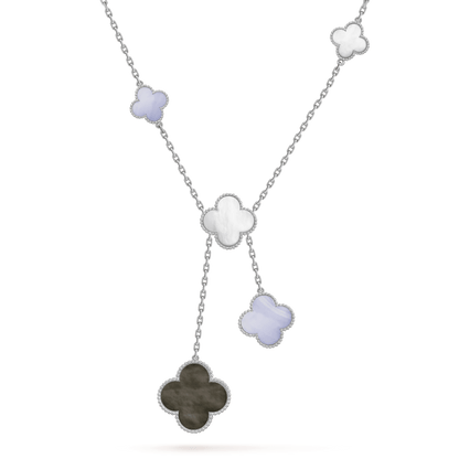 [Regalia jewelry]CLOVER MOP CHALCEDONY NECKLACE SILVER 6 MOTIF