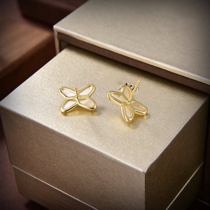 [Regalia jewelry]JEUX DE WHITE MOP GOLD DIAMOND EARRINGS