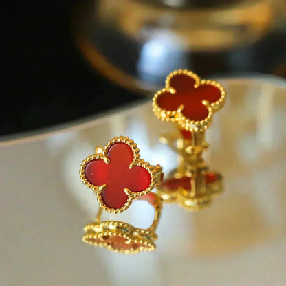 [Regalia jewelry]CLOVER MEDIUM 1 MOTIFS CARNELIAN  EARRINGS