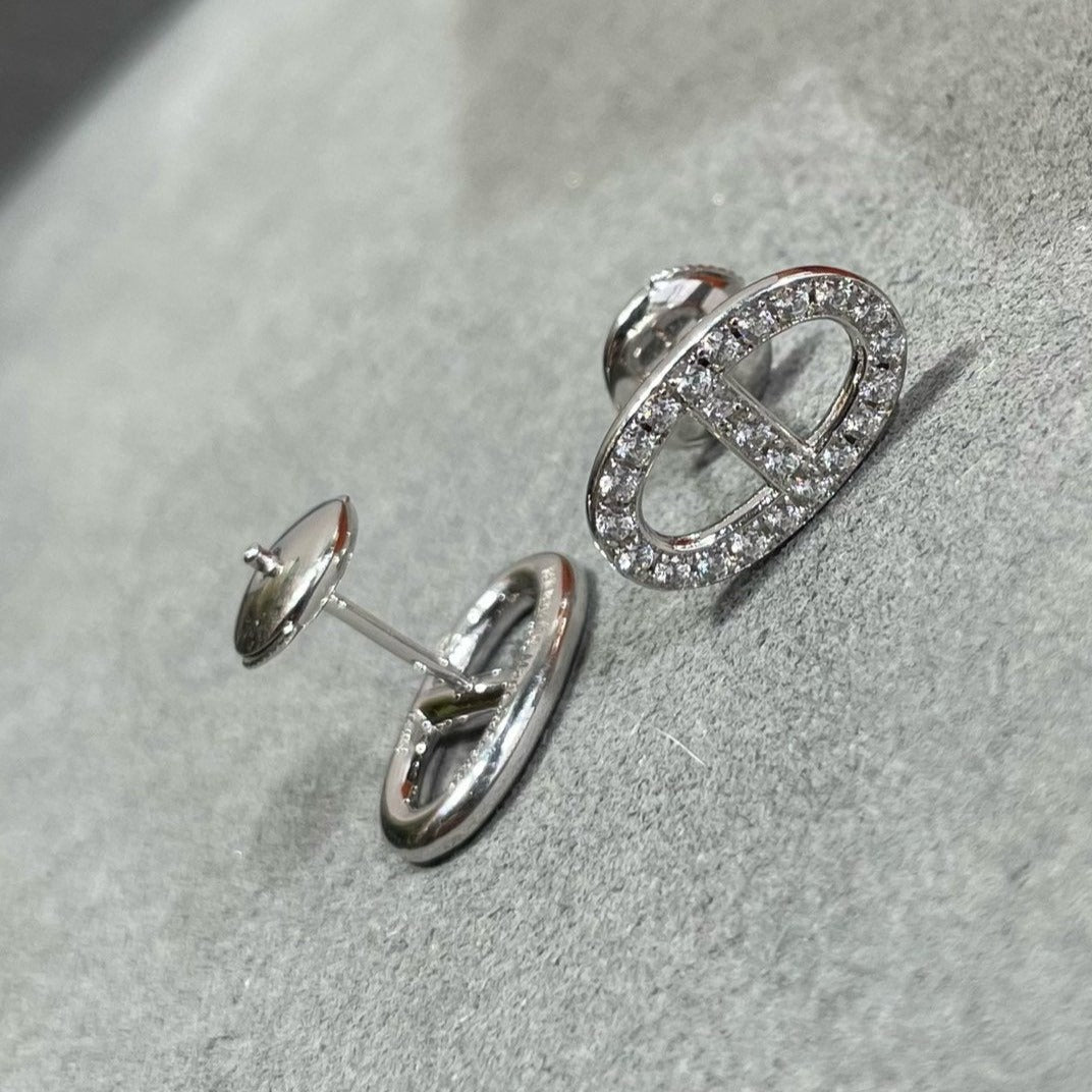 [Regalia jewelry]HM FULL DIAMOND PIG NOSE STUD EARRINGS