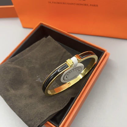 [Regalia jewelry]CLASSIC HM CLIC BLACK 8MM ENAMEL BRACELET