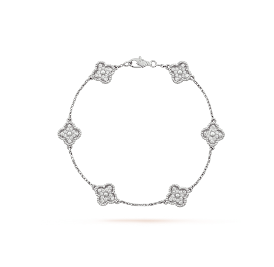 [Regalia jewelry]CLOVER 6 MOTIF SILVER DIAMOND BRACELET